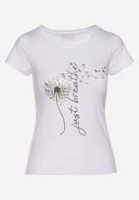 Born2be - Biały Bawełniany T-shirt o Dopasowanym Kroju z Nadrukiem Erriana. Okazja: do pracy, na spotkanie biznesowe, na co dzień. Kolor: biały. Materiał: bawełna. Wzór: nadruk. Styl: klasyczny, casual, elegancki, biznesowy #3