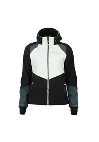 PEAK MOUNTAIN - Kurtka damska Peak Mountain Softshell Ametisffb. Typ kołnierza: kołnierzyk stójkowy. Kolor: czarny. Materiał: softshell. Sport: turystyka piesza