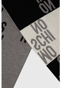 MOSCHINO - Moschino szalik wełniany kolor szary wzorzysty. Kolor: szary. Materiał: wełna #2