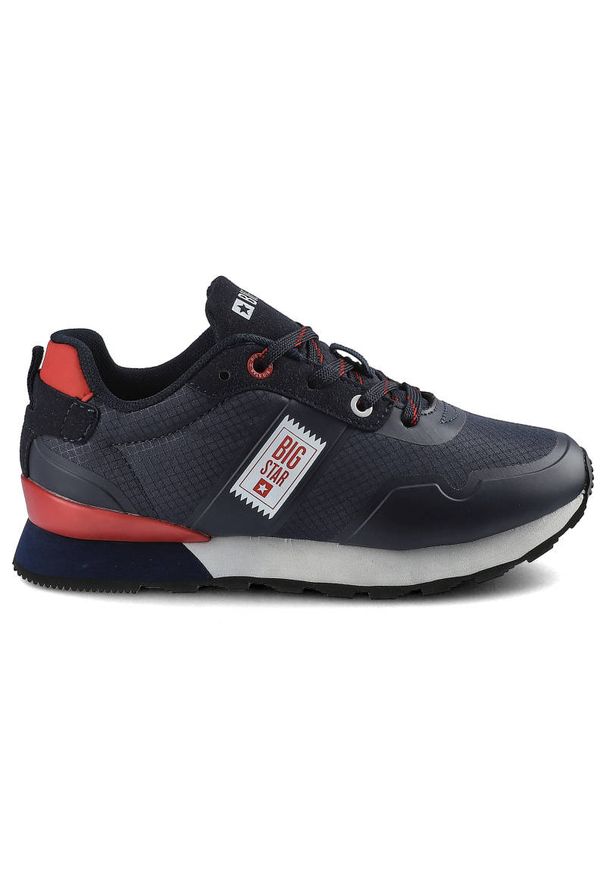Big-Star - Granatowe Sneakersy Big Star Dziecięce Skórzane. Okazja: na uczelnię, na spacer. Kolor: niebieski. Materiał: skóra ekologiczna, materiał. Szerokość cholewki: normalna. Sport: turystyka piesza