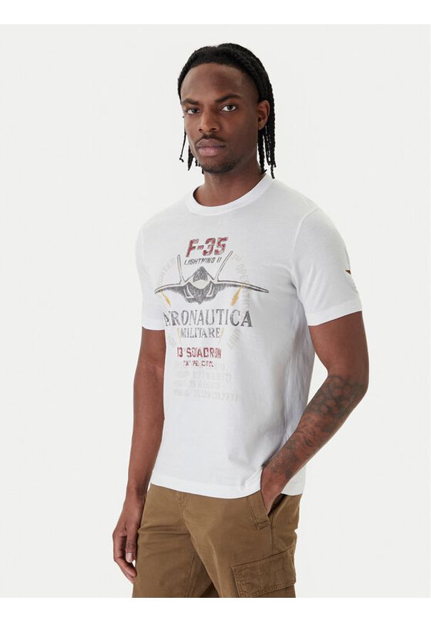 Aeronautica Militare T-Shirt 261TS2536UJ00641 Biały Regular Fit. Kolor: biały. Materiał: bawełna