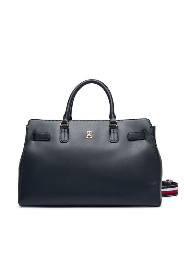TOMMY HILFIGER - Tommy Hilfiger Torebka Th Joy Satchel Corp AW0AW19318 Granatowy. Kolor: niebieski. Materiał: skórzane