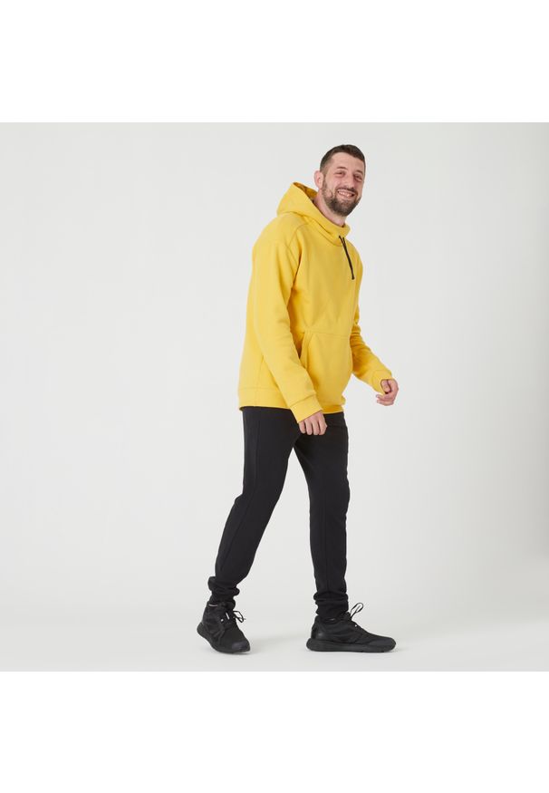 DOMYOS - Bluza z kapturem do parkouru męska. Typ kołnierza: kaptur. Kolor: szary, wielokolorowy, żółty. Materiał: elastan, poliester, bawełna, materiał. Wzór: ze splotem