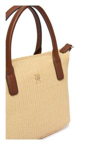 TOMMY HILFIGER - Tommy Hilfiger Torebka Popette Mini Tote Raffia AW0AW18523 Beżowy. Kolor: beżowy #4