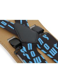 Modini - Szerokie czarno-niebieskie narciarskie szelki do spodni - T34. Kolor: czarny, wielokolorowy, niebieski. Materiał: skóra, guma #1