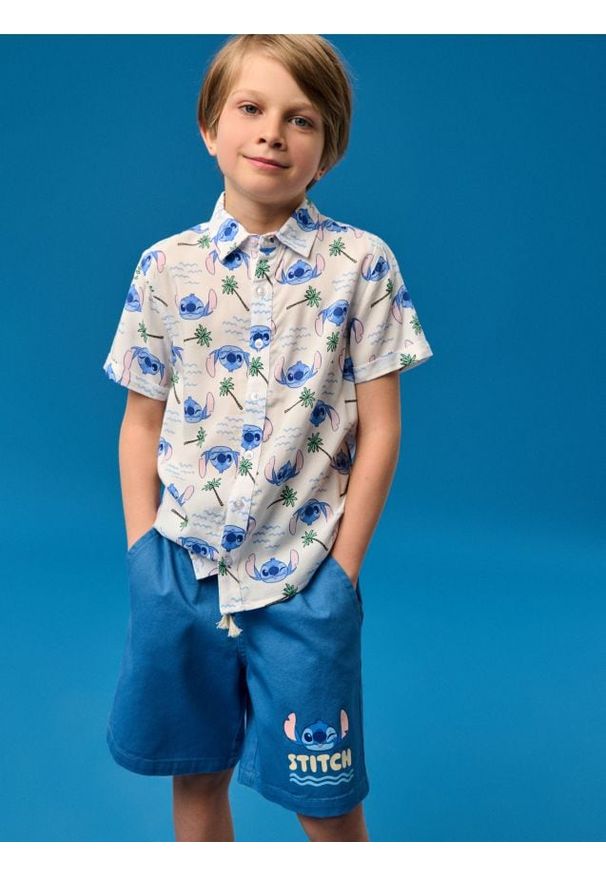 Sinsay - Szorty jeansowe Stitch - mid blue. Materiał: jeans