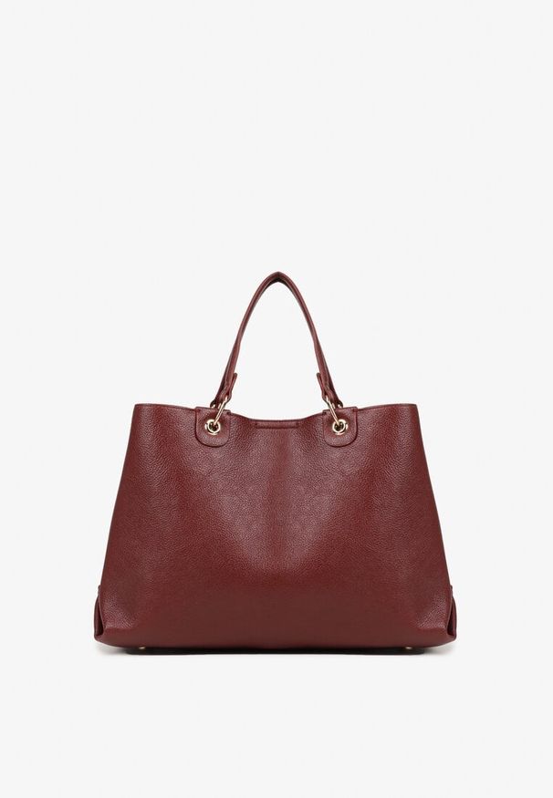 Born2be - Bordowa Dwukomorowa Torebka Typu Shopper Ozdobiona Metalicznymi Aplikacjami Adorrive. Kolor: czerwony. Wzór: aplikacja. Dodatki: z aplikacjami. Styl: elegancki