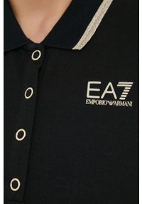 EA7 Emporio Armani t-shirt damski kolor czarny z kołnierzykiem. Okazja: na co dzień. Kolor: czarny. Długość: krótkie. Styl: casual #5