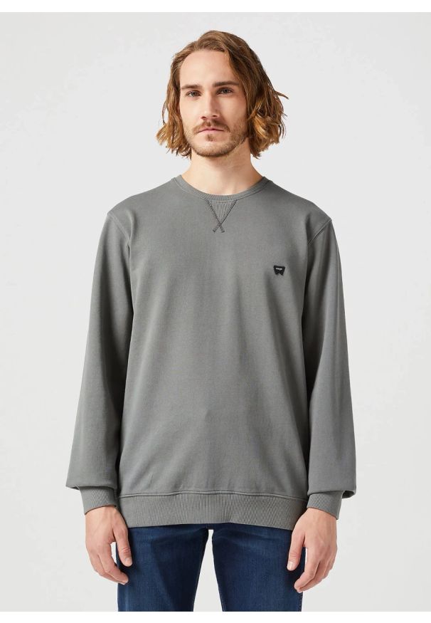 Wrangler - WRANGLER MĘSKA BLUZA WRANGLER SIGN OFF CREW GUN METAL 112350537