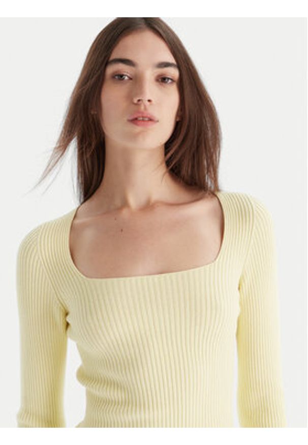 Kontatto Sweter 3M0830C Żółty Slim Fit. Kolor: żółty. Materiał: syntetyk