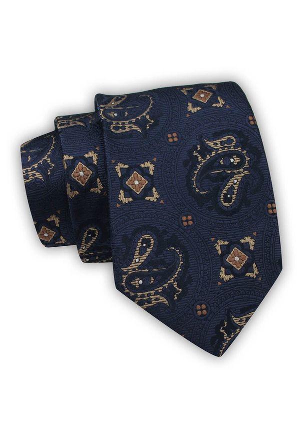 Krawat Alties (7 cm) - Figury Geometryczne, Granatowy. Kolor: niebieski. Materiał: tkanina. Wzór: geometria. Styl: elegancki, wizytowy