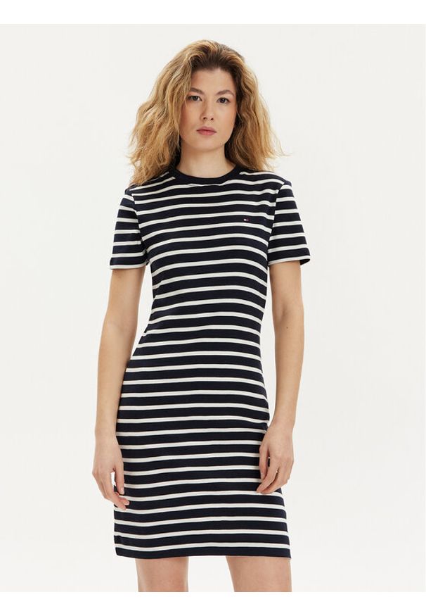 TOMMY HILFIGER - Tommy Hilfiger Sukienka codzienna New Cody WW0WW42721 Granatowy Slim Fit. Okazja: na co dzień. Kolor: niebieski. Materiał: bawełna. Typ sukienki: proste. Styl: casual