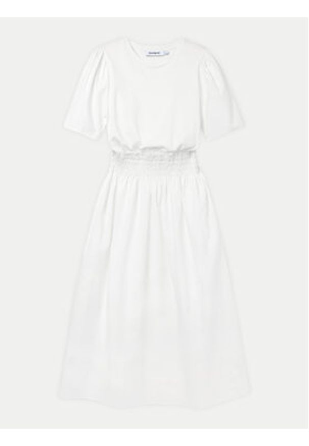 Desigual Sukienka letnia Omaha 24SWVW67 Biały Loose Fit. Kolor: biały. Materiał: bawełna. Sezon: lato