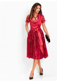 Sukienka ludowa z fartuchem z cekinami bonprix czerwony wzorzysty. Kolor: czerwony #3