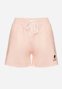 Born2be - Różowe Dresowe Szorty o Prostym Kroju z Wiązaniem i Kieszeniami Foladea. Okazja: na co dzień, na spacer. Kolor: różowy. Materiał: dresówka. Styl: klasyczny, casual #6