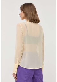 Patrizia Pepe koszula jedwabna kolor żółty regular z kołnierzykiem klasycznym. Okazja: na co dzień. Typ kołnierza: kołnierzyk klasyczny. Kolor: żółty. Materiał: jedwab. Długość rękawa: długi rękaw. Długość: długie. Styl: klasyczny #3