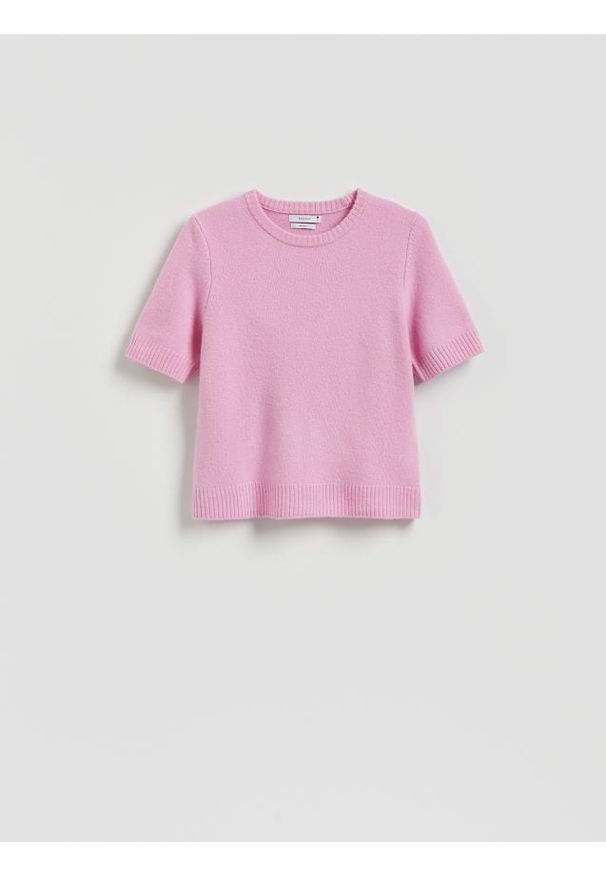 Reserved - Wełniany sweter - różowy. Kolor: różowy. Materiał: wełna