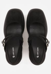 Born2be - Czarne Półbuty na Słupku z Podwójnym Paskiem z Cyrkoniowymi Klamrami Nerilin. Okazja: do pracy, na spotkanie biznesowe. Zapięcie: klamry. Kolor: czarny. Materiał: jeans, materiał. Obcas: na słupku. Styl: klasyczny, biznesowy, elegancki #9