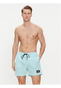 Calvin Klein Swimwear Szorty kąpielowe KM0KM00980 Niebieski Regular Fit. Kolor: niebieski. Materiał: syntetyk #2