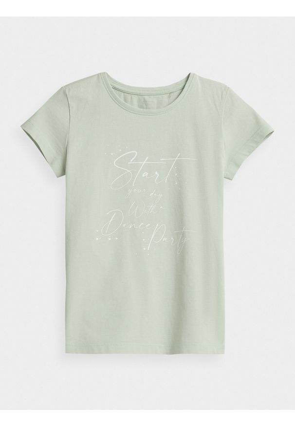 4f - T-shirt z nadrukiem dziewczęcy. Materiał: bawełna, dzianina. Wzór: nadruk