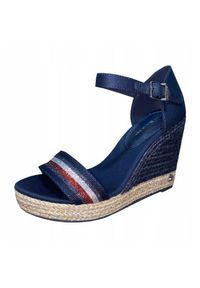 Calvin Klein Sandały Tommy Hilfiger Grosgrain High Wedge Sandal W FW0FW05254 niebieskie. Kolor: niebieski #4