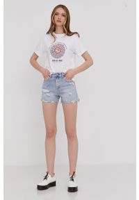 Answear Lab Szorty jeansowe damskie gładkie high waist. Okazja: na co dzień. Stan: podwyższony. Kolor: niebieski. Materiał: jeans. Wzór: gładki. Styl: wakacyjny #2