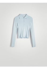 Reserved - Sweter polo - jasnoniebieski. Typ kołnierza: polo. Kolor: niebieski. Materiał: dzianina, wiskoza