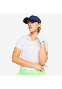 INESIS - Koszulka polo do golfa damska z krótkim rękawem Inesis WW500. Typ kołnierza: polo, golf. Kolor: biały. Materiał: materiał, poliester, elastan. Długość rękawa: krótki rękaw. Długość: krótkie. Styl: klasyczny, elegancki #1