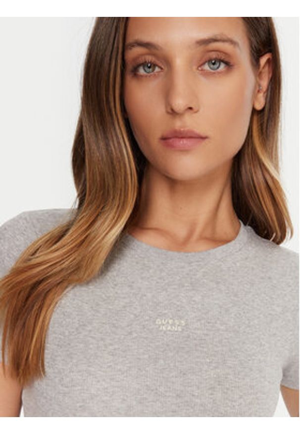 Guess Jeans T-Shirt W5BP45 KA0H1 Szary Slim Fit. Kolor: szary. Materiał: bawełna