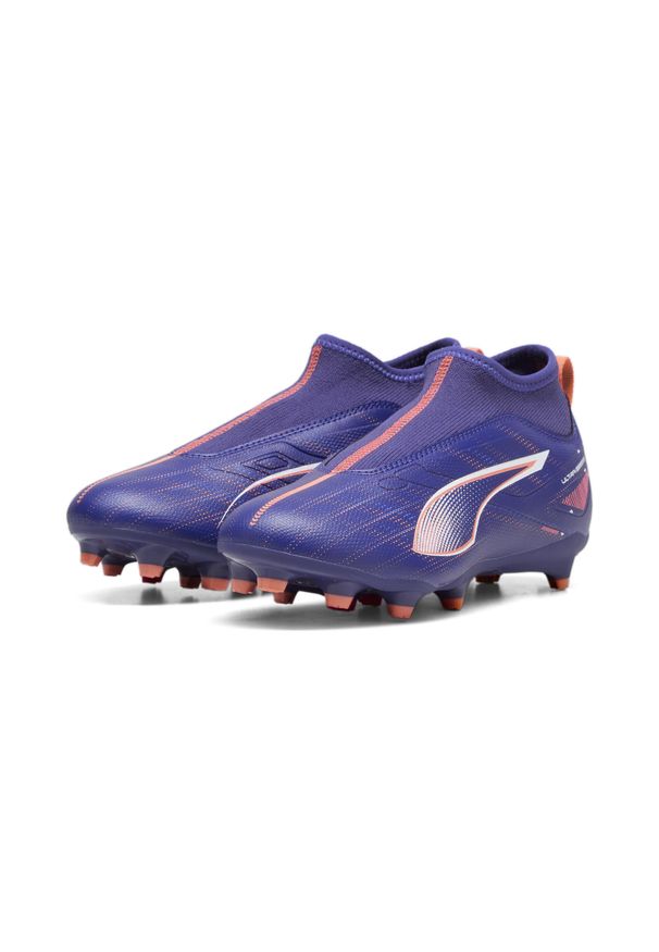Puma - Młodzieżowe buty piłkarskie bez sznurowania ULTRA 5 MATCH+ PUMA. Kolor: biały, wielokolorowy, różowy, niebieski. Sport: piłka nożna