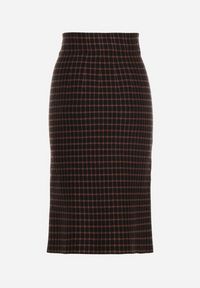 Born2be - Czarna Ołówkowa Tweedowa Spódnica w Kraciasty Wzór z Guzikami Anitusa. Okazja: na co dzień. Kolor: czarny. Materiał: jeans. Styl: klasyczny, casual, elegancki #2