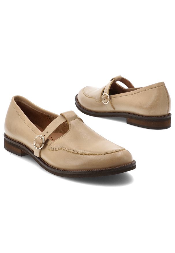 Brązowe Półbuty Armodo Płaskie Obuwie Damskie. Okazja: na co dzień. Zapięcie: klamry. Kolor: brązowy. Materiał: skóra. Obcas: na obcasie. Styl: casual. Wysokość obcasa: niski