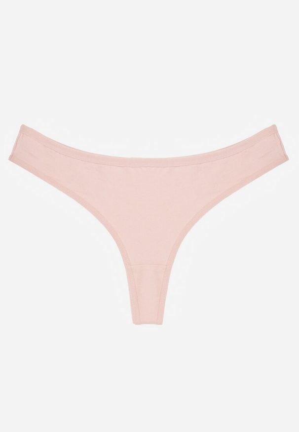 Renee - Różowe Gładkie Majtki Stringi z Bawełną Chrysile. Kolor: różowy. Materiał: bawełna. Wzór: gładki