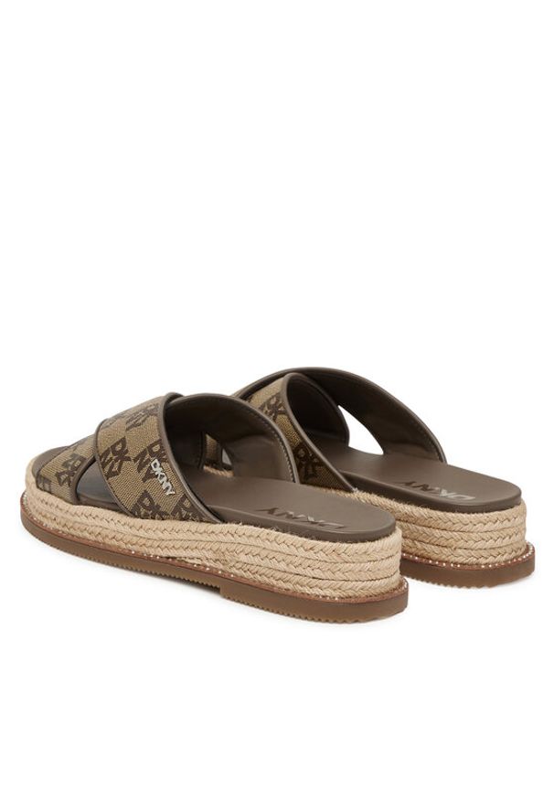 DKNY Klapki K1666574 Brązowy. Kolor: brązowy. Materiał: skóra