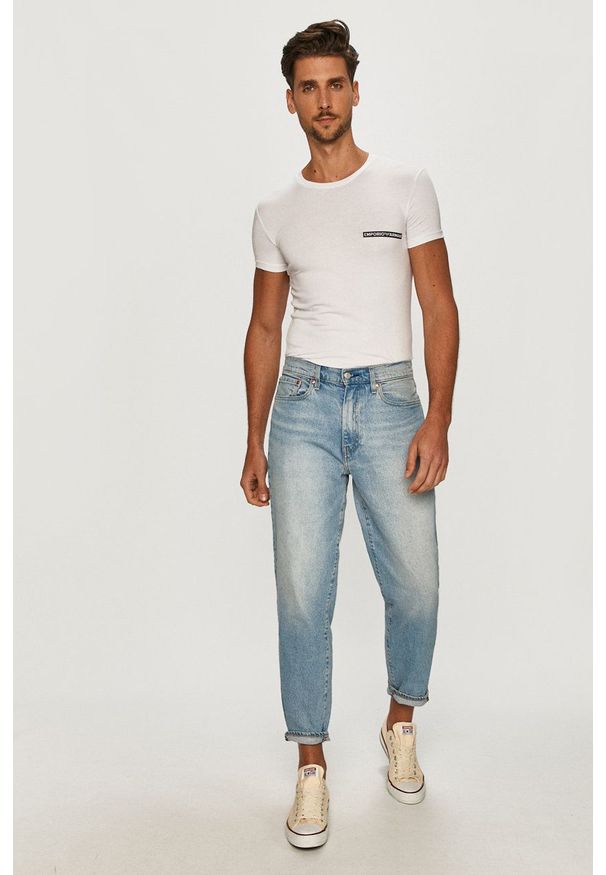Emporio Armani Underwear - Emporio Armani - T-shirt. Kolor: biały. Materiał: dzianina. Wzór: gładki