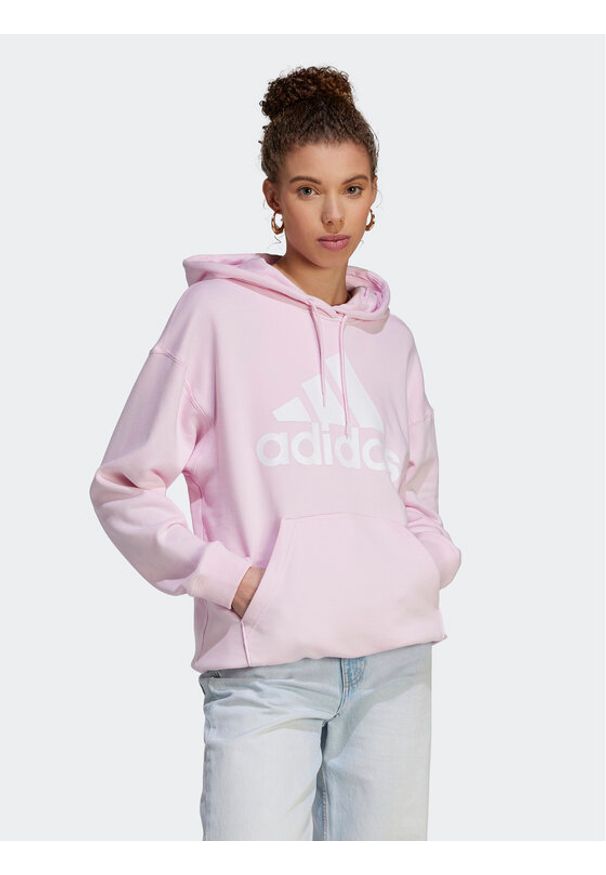 Adidas - adidas Bluza Essentials Big Logo Oversized French Terry Hoodie IL3319 Różowy Loose Fit. Kolor: różowy. Materiał: bawełna