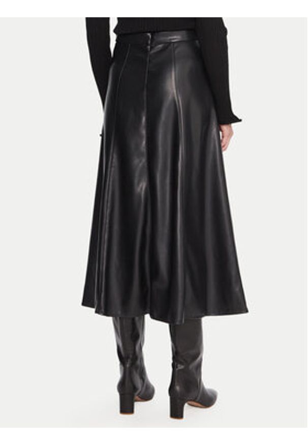 Marella Spódnica z imitacji skóry Vally 2525776022 Czarny Regular Fit. Kolor: czarny. Materiał: skóra