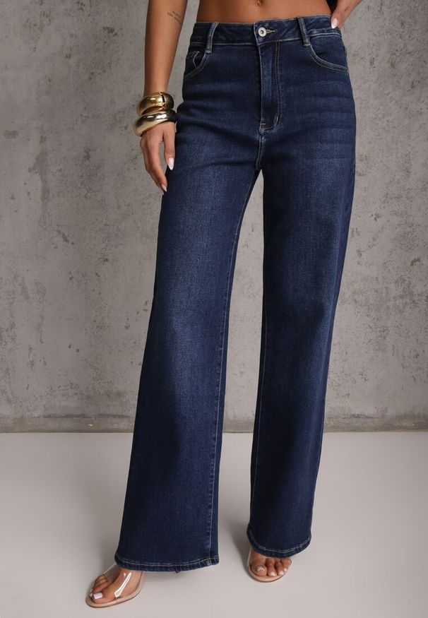 Renee - Niebieskie Szerokie Jeansy z Bawełny Vimelsnis. Okazja: na co dzień. Kolor: niebieski. Styl: casual