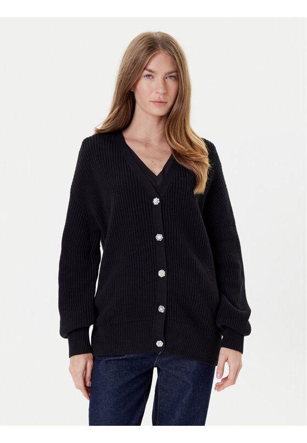 Guess Kardigan W5YR06 Z3OO0 Czarny Regular Fit. Kolor: czarny. Materiał: akryl, bawełna