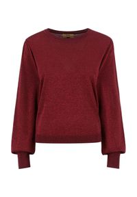 Ochnik - Bordowy błyszczący sweter damski. Kolor: czerwony. Materiał: wiskoza. Długość: długie #3
