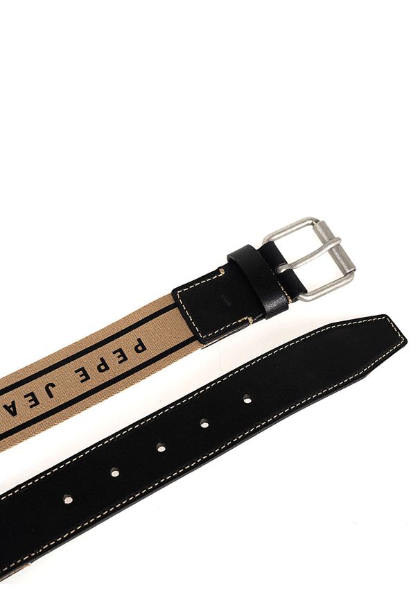 Pepe Jeans Pasek "Berni" | PM020990 | Berni Belt | Mężczyzna | Czarny. Kolor: czarny. Materiał: skóra, tkanina. Wzór: nadruk