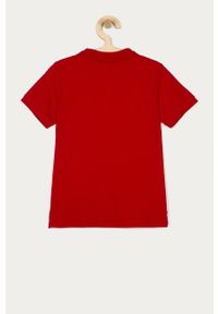 Guess - T-shirt/polo L71P21.K5DS0. Okazja: na co dzień. Typ kołnierza: polo. Kolor: czerwony. Materiał: jeans, dzianina, elastan. Długość: krótkie. Wzór: gładki. Styl: casual #3