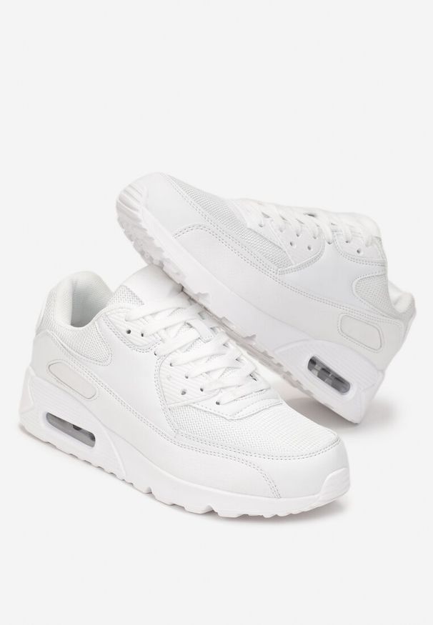 Born2be - Białe Sneakersy na Grubej Podeszwie z Wstawką Denni. Wysokość cholewki: przed kostkę. Kolor: biały. Materiał: materiał. Szerokość cholewki: normalna. Wzór: aplikacja