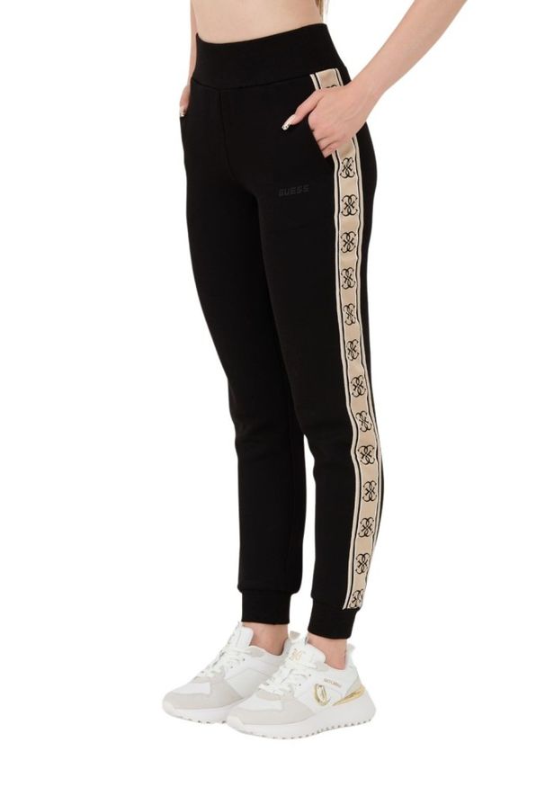 Guess - GUESS Czarne damskie spodnie dresowe Britney Jogger, Rozmiar XS. Kolor: czarny. Materiał: dresówka