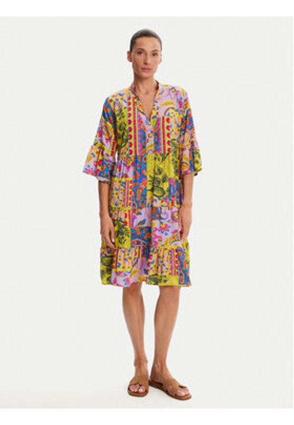 Iconique Sukienka letnia IC25-124 Kolorowy Relaxed Fit. Materiał: syntetyk. Wzór: kolorowy. Sezon: lato