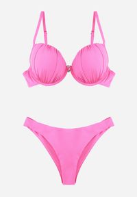 Born2be - Fuksjowe Bikini Marszczony Biustonosz i Klasyczne Majtki Figi Mhyrera. Kolekcja: plus size. Kolor: różowy #6