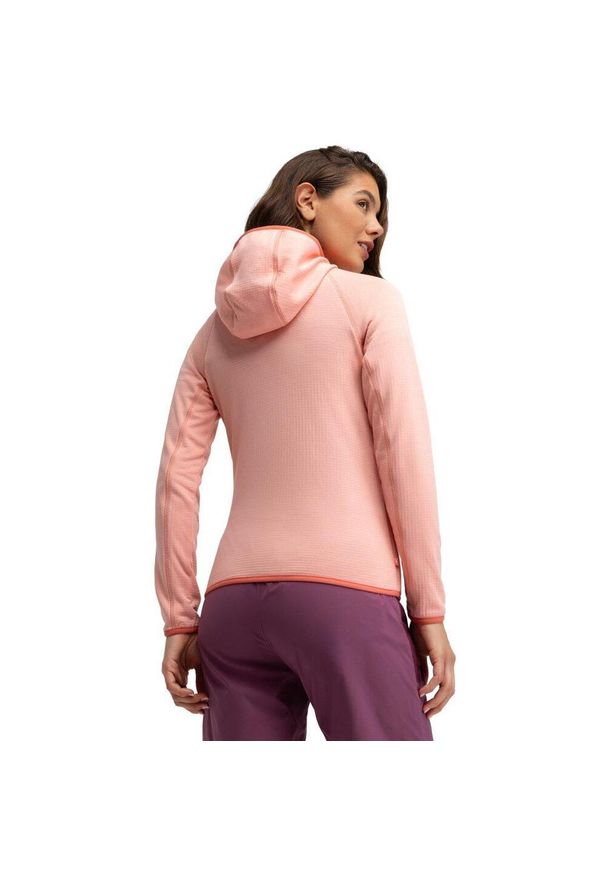 SIROKO - Damska lekka trekkingowa kurtka polarowa z kapturem Siroko Ember Pink. Typ kołnierza: kaptur. Kolor: różowy. Materiał: polar. Sport: turystyka piesza