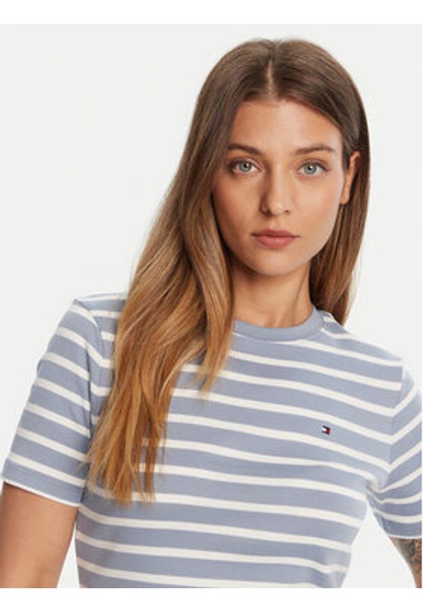 TOMMY HILFIGER - Tommy Hilfiger T-Shirt New Cody WW0WW40587 Błękitny Slim Fit. Kolor: niebieski. Materiał: bawełna