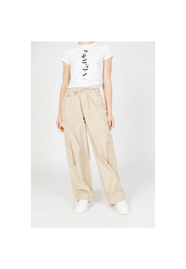 only - Spodnie Kobieta ONLY Onlzely Mw Wide Cargo. Kolor: beżowy. Materiał: tkanina. Długość: długie