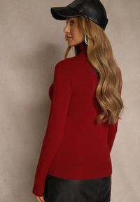 Renee - Bordowy Golf z Bawełną w Klasycznym Stylu Reiredia. Typ kołnierza: golf. Kolor: czerwony. Materiał: bawełna. Styl: klasyczny #5